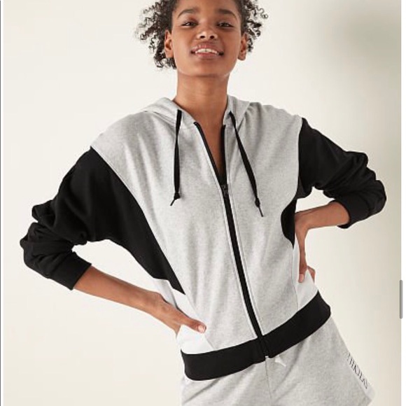 NWT PINK Everyday Lounge Full Zip Colorblock Hoodie XL - Picture 2 of 12